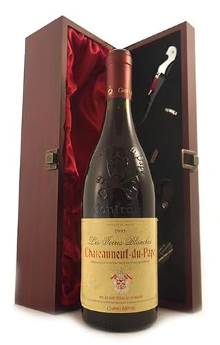 Chateauneuf du Pape 'Les Terres Blanches' 1995 Gabriele Meffre (Red wine) in einer mit Seide ausgestatetten Geschenkbox, da zu 4 Weinaccessoires, 1 x 750ml von vintagewinegifts