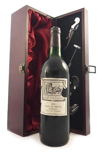 Clos de Mouty 1975 Bordeaux (Red wine) in einer mit Seide ausgestatetten Geschenkbox, da zu 4 Weinaccessoires, 1 x 750ml von vintagewinegifts