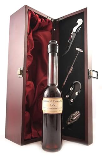 Cockburn Vintage Port 1950 (Decanted Selection) 20cls in einer mit Seide ausgestatetten Geschenkbox, da zu 4 Weinaccessoires, 1 x 200ml von vintagewinegifts