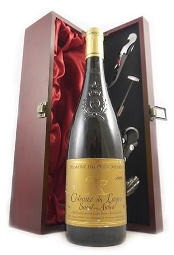 Coteaux du Layon Saint Aubin 1999 Domaine du Petit Metris (Dessert wine) in einer mit Seide ausgestatetten Geschenkbox, da zu 4 Weinaccessoires, 1 x 750ml von vintagewinegifts