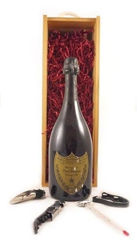 Dom Perignon Vintage Champagne 1999 in einer mit Seide ausgestatetten Geschenkbox, da zu 4 Weinaccessoires, 1 x 750ml von vintagewinegifts