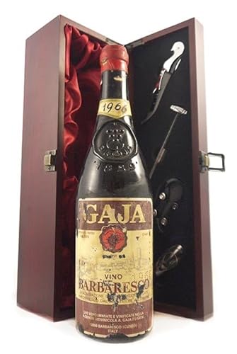 Gaja Barbaresco DOCG 1966 (Red wine) in einer mit Seide ausgestatetten Geschenkbox, da zu 4 Weinaccessoires, 1 x 750ml von vintagewinegifts