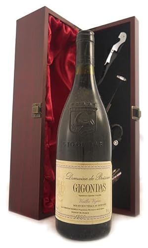 Gigondas Vieilles Vignes 1995 Domaine de Boisson (Red wine) in einer mit Seide ausgestatetten Geschenkbox, da zu 4 Weinaccessoires, 1 x 750ml von vintagewinegifts