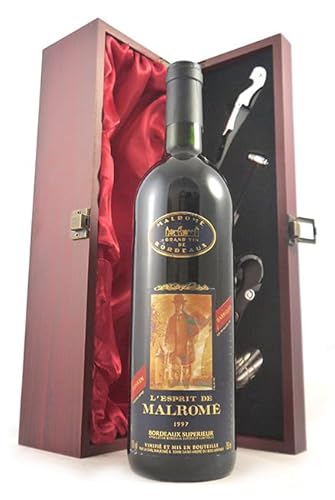 L'Esprit de Malrome 1997 Bordeaux Superieur (Red wine) in einer mit Seide ausgestatetten Geschenkbox, da zu 4 Weinaccessoires, 1 x 750ml von vintagewinegifts