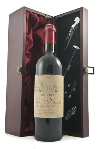 Les Piliers de Masion Blanche 2000 Saint Emilion (Red wine) in einer mit Seide ausgestatetten Geschenkbox, da zu 4 Weinaccessoires, 1 x 750ml von vintagewinegifts