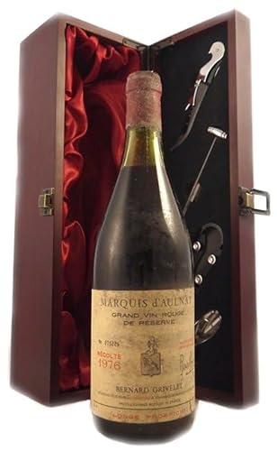 Marquis d'Aulnay 'Grand Vin Rouge de Reserve' 1976 Bernard Grivelet (Red wine) in einer mit Seide ausgestatetten Geschenkbox, da zu 4 Weinaccessoires, 1 x 750ml von vintagewinegifts