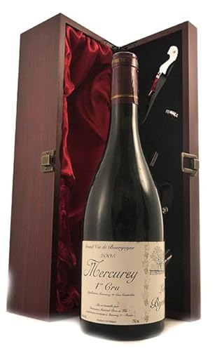 Mercurey 1er Cru 'Les Byots' 1er Cru 2005 Domaine Menand Pere & Fils (Red wine) in einer mit Seide ausgestatetten Geschenkbox, da zu 4 Weinaccessoires, 1 x 750ml von vintagewinegifts