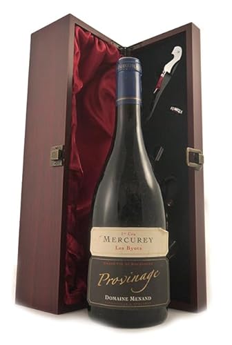 Mercurey 1er Cru 'Les Byots' 2006 Domaine Menand Pere & Fils (Red wine) in einer mit Seide ausgestatetten Geschenkbox, da zu 4 Weinaccessoires, 1 x 750ml von vintagewinegifts