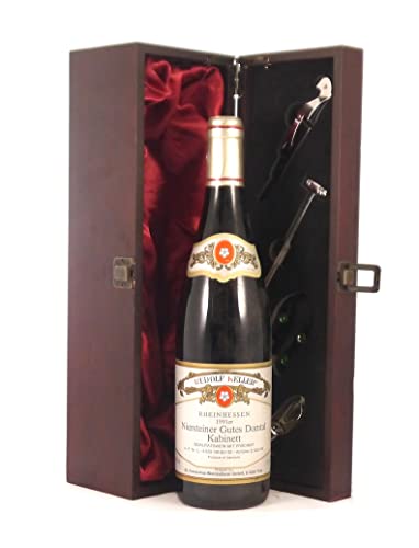 Niersteiner Gutes Domtal Kabinett 1991 Rudolf Keller in einer mit Seide ausgestatetten Geschenkbox, da zu 4 Weinaccessoires, 1 x 750ml von vintagewinegifts