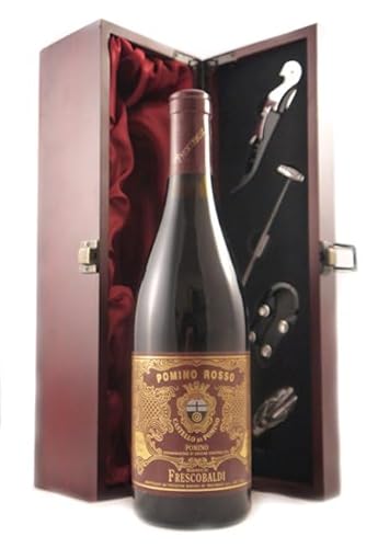 Pomino Rosso 1995 Marchesi de Frescobaldi (Red wine) in einer mit Seide ausgestatetten Geschenkbox, da zu 4 Weinaccessoires, 1 x 750ml von vintagewinegifts