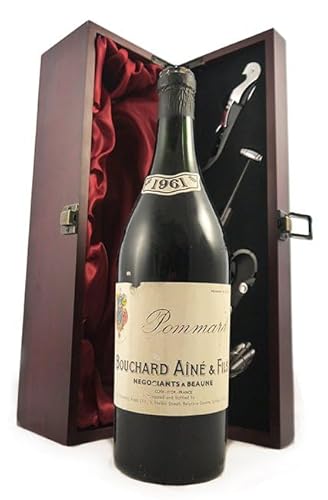 Pommard 1961 Bouchard Aine & Fils (Red wine) in einer mit Seide ausgestatetten Geschenkbox, da zu 4 Weinaccessoires, 1 x 750ml von vintagewinegifts