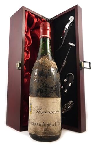 Pommard 1969 Bouchard Aine & Fils (Red wine) in einer mit Seide ausgestatetten Geschenkbox, da zu 4 Weinaccessoires, 1 x 750ml von vintagewinegifts