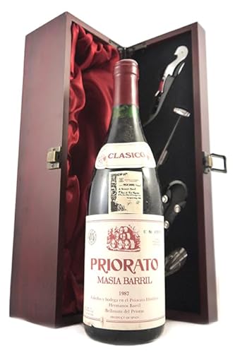 Priorat Masia Barril 1987 Hermanos Barril (Red wine) in einer mit Seide ausgestatetten Geschenkbox, da zu 4 Weinaccessoires, 1 x 750ml von vintagewinegifts