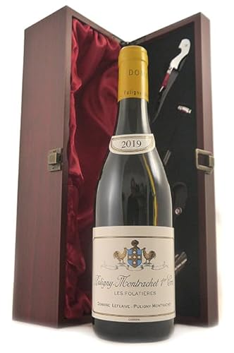 Puligny Montrachet 1er Cru Les Folatieres 2019 Domaine Leflaive (White wine) in einer mit Seide ausgestatetten Geschenkbox, da zu 4 Weinaccessoires, 1 x 750ml von vintagewinegifts