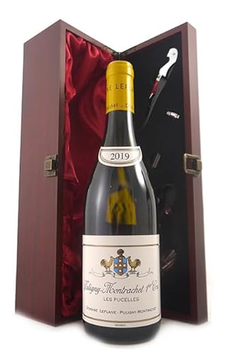 Puligny Montrachet 1er Cru Les Pucelles 2019 Domaine Leflaive (White wine) in einer mit Seide ausgestatetten Geschenkbox, da zu 4 Weinaccessoires, 1 x 750ml von vintagewinegifts