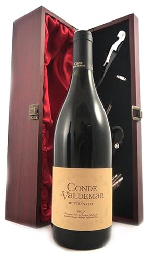 Rioja Reserva 1999 Conde Valdemar (Red wine) in einer mit Seide ausgestatetten Geschenkbox, da zu 4 Weinaccessoires, 1 x 750ml von vintagewinegifts