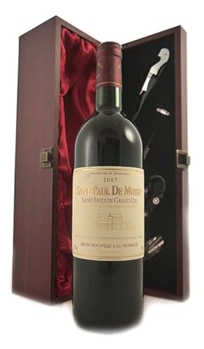 Saint Paul de Musset 2007 Saint Emilion Grand Cru (Red wine) in einer mit Seide ausgestatetten Geschenkbox, da zu 4 Weinaccessoires, 1 x 750ml von vintagewinegifts