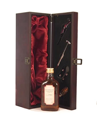 Vintage Evan Williams 7 Year old Bourbon Whisky (Decanted Selection) 20cls in einer mit Seide ausgestatetten Geschenkbox, da zu 4 Weinaccessoires, 1 x 200ml von vintagewinegifts