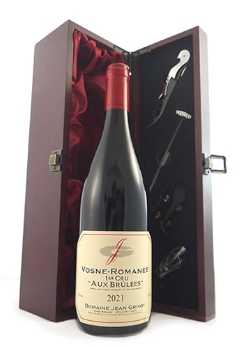 Vosne Romanee 1er Cru 'Les Brulees' 2021 Domaine Jean Grivot (Red wine) in einer mit Seide ausgestatetten Geschenkbox, da zu 4 Weinaccessoires, 1 x 750ml von vintagewinegifts