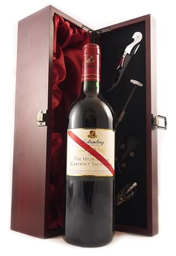 d'Arenberg The High Trellis Cabernet Sauvignon 1996 McLaren Vale (Red wine) in einer mit Seide ausgestatetten Geschenkbox, da zu 4 Weinaccessoires, 1 x 750ml von vintagewinegifts