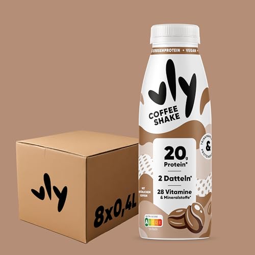 vly Coffee 400 ml Flasche - Veganer Kaffee Drink + 20g Protein ohne Zuckerzusatz | Proteinreich & kalorienarm aus Pflanzenprotein Kaffeedrink Milchalternative Eiweiß Proteindrink von vly