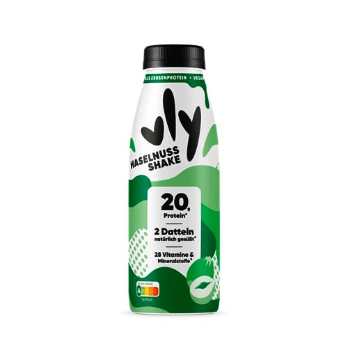 vly Haselnuss 400 ml Flasche - Veganer Nuss Drink + 20g Protein ohne Zuckerzusatz | Proteinreich & kalorienarm aus Pflanzenprotein Haselnussdrink Milchalternative Eiweiß Proteindrink von vly