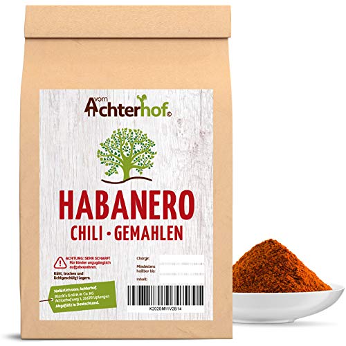 100 g Habanero Chili Pulver EXTREM SCHARF 280-300.000 Scoville Schärfegrad 10 ! Die schärfste Chili der Welt von vom-Achterhof