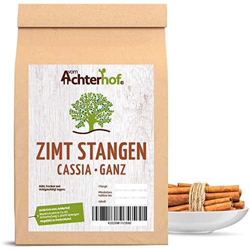 Zimtstangen Cassia 1000g | ganze Zimtstangen in gerollter Zimtbaum-Rinde 8cm | für das perfekte Zimt Aroma in Dessertspeisen, Backwaren, Glühwein oder Hauptgerichten | vom Achterhof von vom-Achterhof