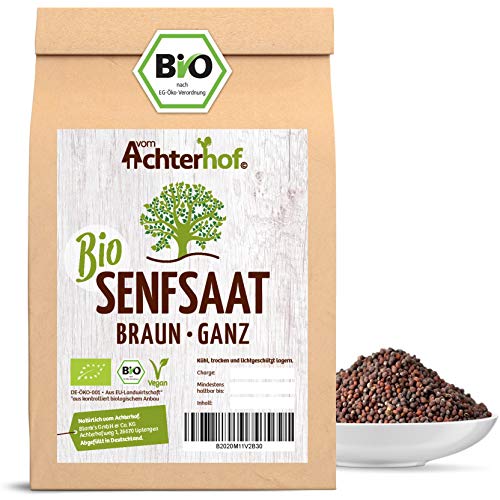 Bio-Senfsamen Senfsaat Senfkörner schwarz auch braun genannt (250g) vom-Achterhof ideal zur Senf-Herstellung von vom-Achterhof