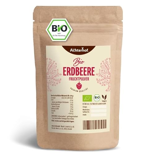 Fruchtpulver Erdbeere Bio 100g | naturreines, aromatisches Fruchtpulver | aus 100% Bio-Erdbeeren | für Shakes, Smoothies, Müslis uvm. | vom Achterhof von vom-Achterhof