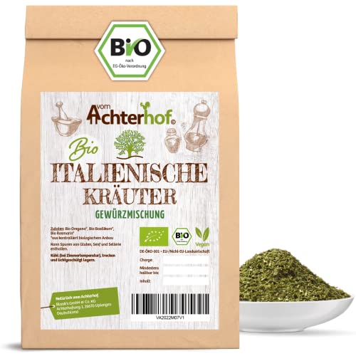 Italienische Kräuter Bio 100g | mit Oregano, Rosmarin, Basilikum | gerebelt und getrocknet | Bio Qualität | ideal für Salate, Saucen und mediterrane Gerichte | vom Achterhof von vom-Achterhof