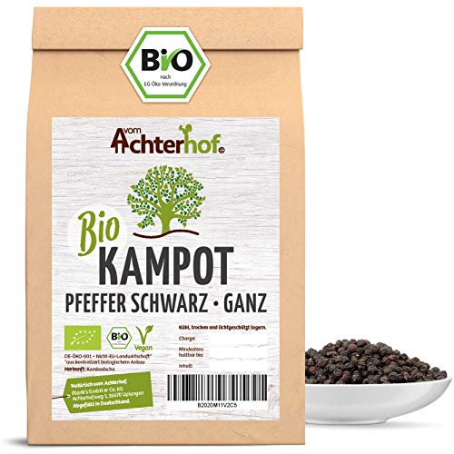 Kampot Pfeffer schwarz ganz BIO | 100g | Edelste Pfefferkörner für die Pfeffermühle von vom-Achterhof