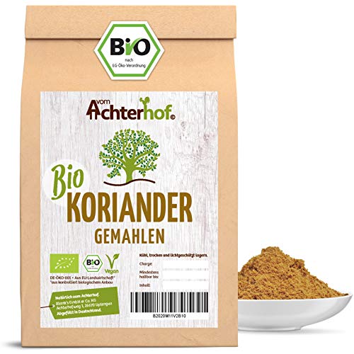 Koriander gemahlen Bio 100g | fein gemahlene Koriandersaat in Bio-Qualität | würzig, nussig und leicht süßlich im Geschmack | Korianderpulver | vom Achterhof von vom-Achterhof