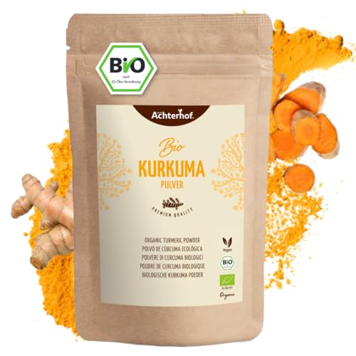 Kurkuma Pulver Bio 500g | fein gemahlene Kurkumawurzel in Bio-Qualität | Ideal zur Zubereitung einer Goldenen Milch, als Zugabe in Tee, asiatischen Gerichten, würzigen Suppen & Co | vom Achterhof von vom-Achterhof