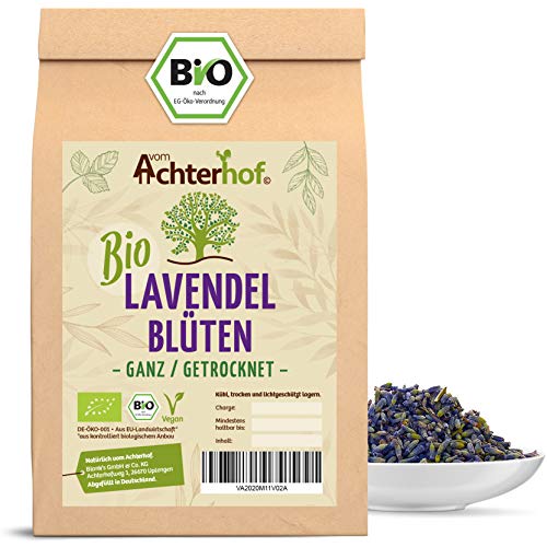 Lavendelblüten Bio getrocknet 250g | getrockneter Lavendel aus Frankreich | Bio-Lavendel-Tee | 100% natürlich - Lebensmittelqualität | aus kontrolliert biologischen Anbau | vom Achterhof von vom-Achterhof