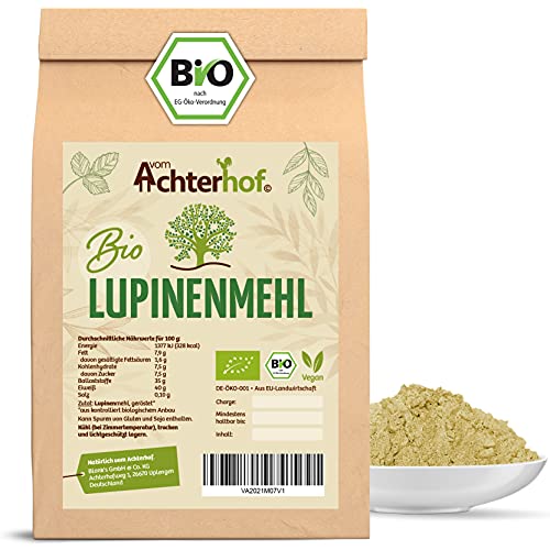 Lupinenmehl BIO 1000g | idealer Eiweißlieferant mit vielen Ballaststoffen | enthält kein Gluten | leicht nussiger Geschmack und eine ideale Konsistenz | perfekt zum Kochen und Backen | vom Achterhof von vom-Achterhof