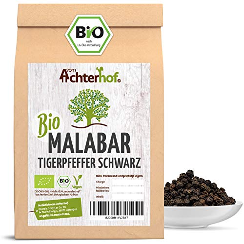 Malabar Pfeffer schwarz BIO ganz (250g) - Tigerpfeffer - Pfefferkörner für die Pfeffermühle von vom-Achterhof