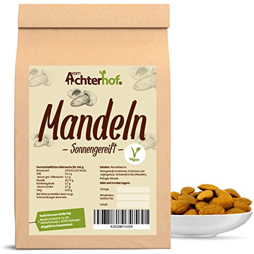 Mandeln sonnengereift 250g | süßer & milder Geschmack | Mandelkerne frei von künstlichen Konservierungsstoffen, Aromen & Farbstoffen | ideal als Snack zwischendurch oder beim Backen | vom Achterhof von vom-Achterhof