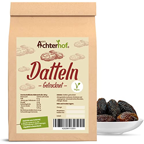 Medjool Datteln getrocknet 1000g | saftig und weich | süßer, karamellähnlicher Geschmack | getrocknete Medjooldatteln | Königsdattel | ideal als Dessert oder Snack für zwischendurch | vom Achterhof von vom-Achterhof