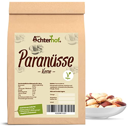 Paranüsse 100g | ganze Paranusskerne | süßlich-öliger Geschmack | erstklassige Qualität - ein Naturprodukt erster Güte | ideal als Snack, Topping von Müslis, Joghurts, Salaten & Co. | vom Achterhof von vom-Achterhof