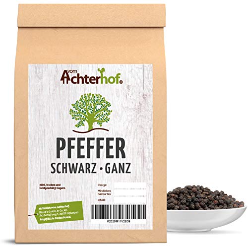 Pfeffer schwarz ganz 100 g schwarze Pfefferkörner für die Pfeffermühle von vom-Achterhof