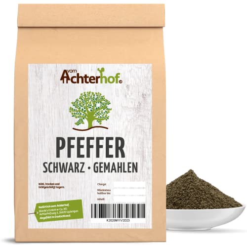 Pfeffer schwarz gemahlen 100g | feinster Pfeffer schwarz und frisch vermahlen | anmutig scharfes und dennoch würziges Aroma | vom Achterhof von vom-Achterhof