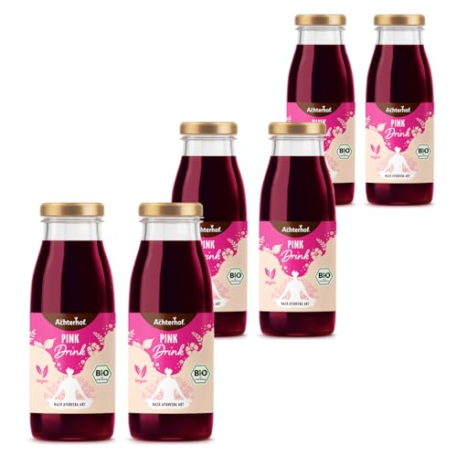 Pink Drink Bio | 6 Ayurveda Shots | mit Roter Beete und ayurvedischen Superfruits, wie Maca, Ashwagandha und Baobab | 6 x 250ml Flaschen | vom Achterhof von vom-Achterhof