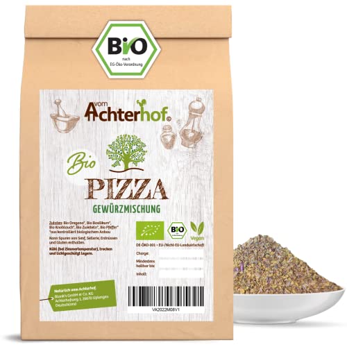 Pizza Gewürzmischung Bio 100g | hervorragend abgestimmte italienische Gewürz-Kombination | passt zu jeder Tomatensauce | erlesene Kräuterauswahl mit dem besten Aroma | vom Achterhof von vom-Achterhof