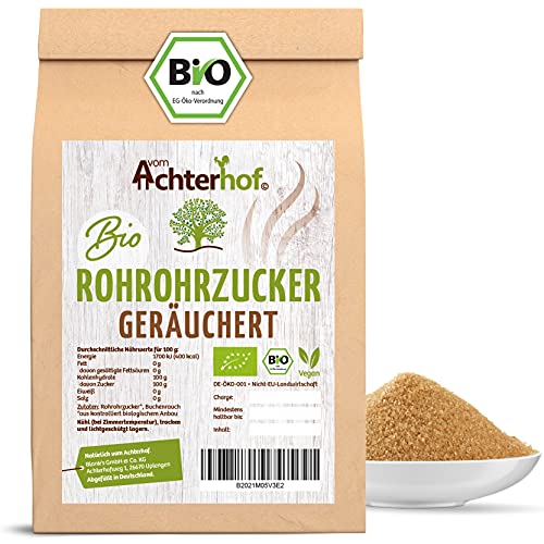 Rohrohrzucker geräuchert BIO 250g | nach strengen EU-Bio-Vorschriften | einzigartiges Raucharoma | angebaut in Argentinien | für süße, herzhafte Speisen oder besondere Grillgerichte | vom Achterhof von vom-Achterhof