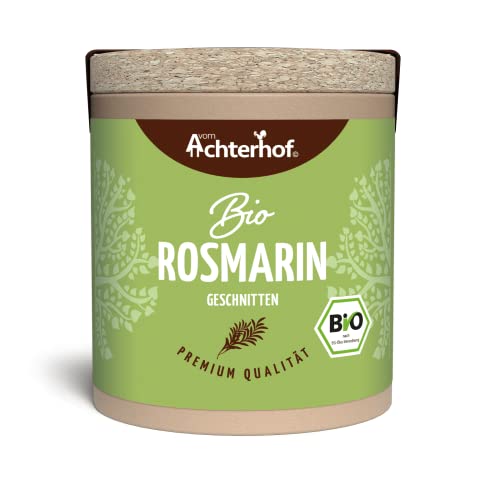 Rosmarin geschnitten Bio 26g | 100% rein und naturbelassen für Gewürzmischungen und Rosmarin-Tee | Rosmarin Nadeln geschnitten | mediterranes Gewürz | intensives Aroma | vom Achterhof von vom-Achterhof