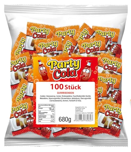 Frucht Gummibärchen Cola Mix 200 Stück - Wurfmaterial für Karneval und Fasching - Minibeutel einzeln verpackt - Süßigkeiten, Gummibärchen Großpackung - 1,36kg von vontek