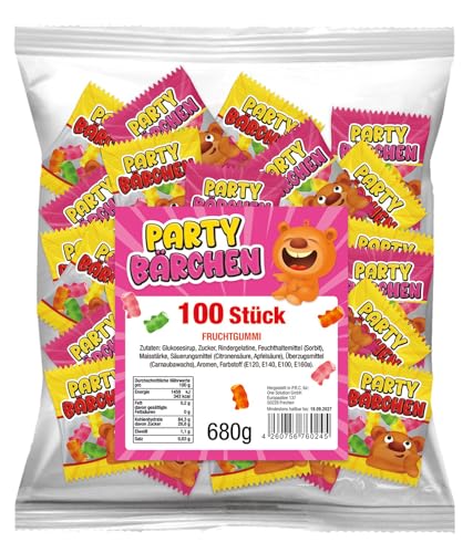 Frucht Gummibärchen Mix 200 Stück - Wurfmaterial für Karneval und Fasching - Minibeutel einzeln verpackt - Süßigkeiten, Gummibärchen Großpackung - 1,36kg von vontek