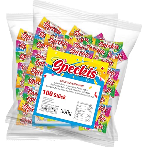 Marshmellow Speckis Speckseile - Wurfmaterial für Karneval und Fasching - 200 Stück einzeln verpackt - Süßigkeiten Großpackung - 600g von vontek