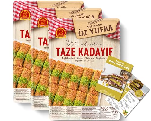 ÖZ Kadayif - Engelshaar Teigfäden für Dubai Schokolade und Künefe - inkl. Rezept für Dubai Schokolade (1200g) von vontek